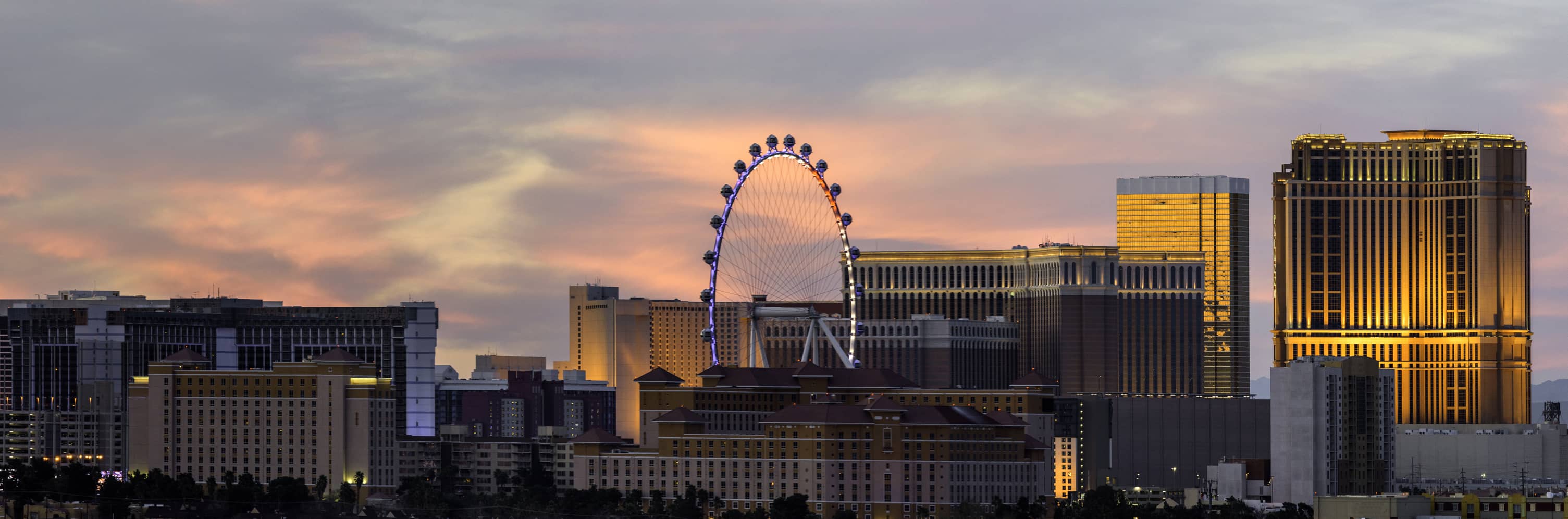 Las Vegas buildings at sunset