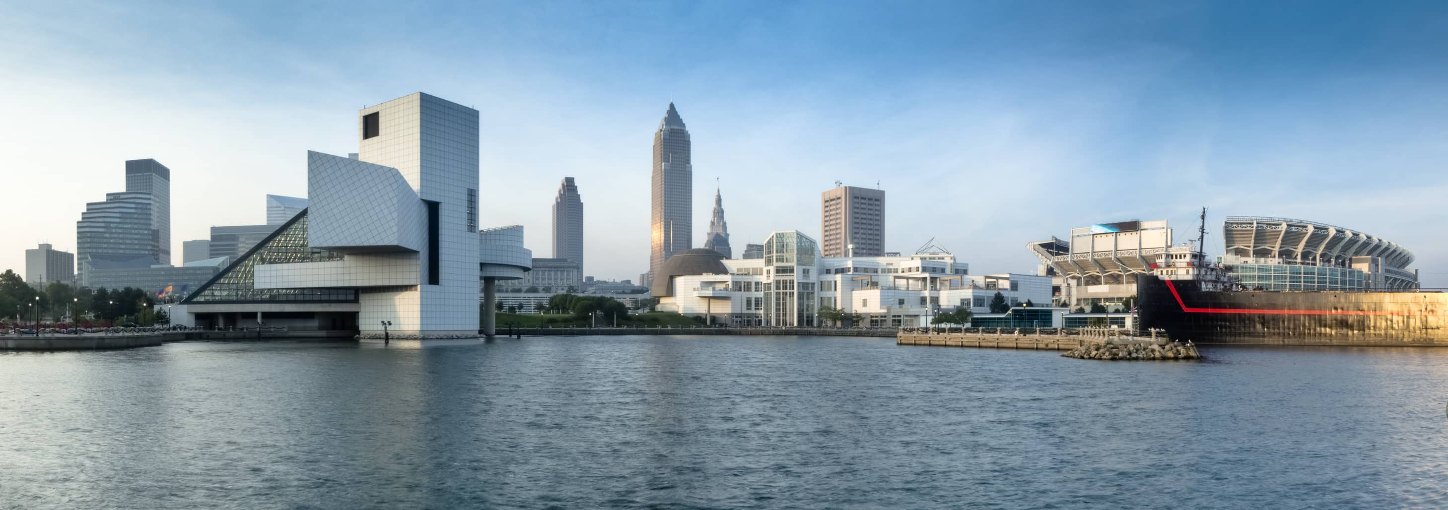  Cleveland's North Coast Waterfront with Stadium and Museums Panorama