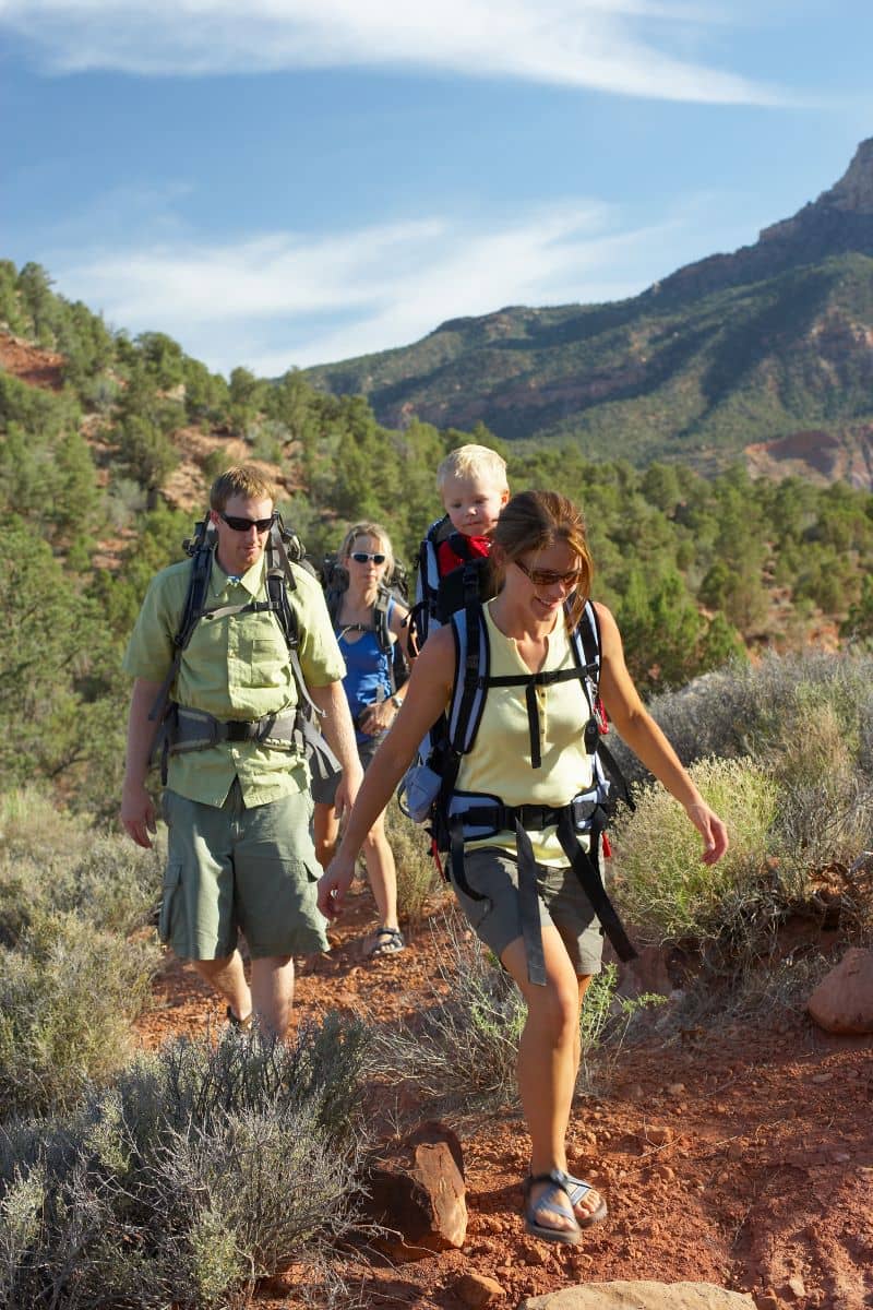 A family of four enjoying some hiking fun A family of four enjoying some hiking fun