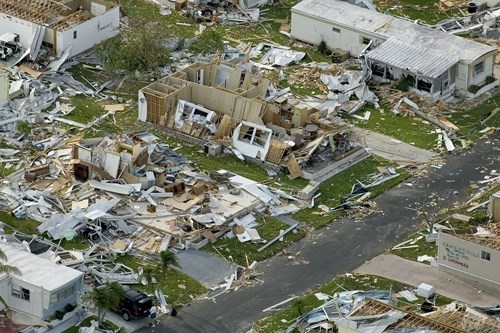 birds eye view of town destroyed by hurricane birds eye view of town destroyed by hurricane