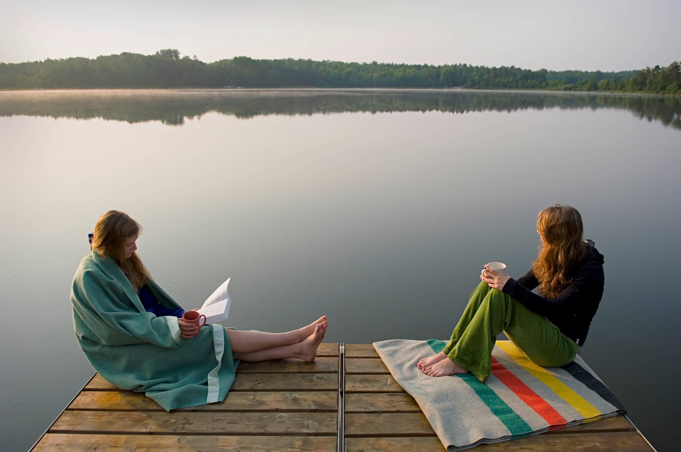 Two girls by Wisconsin lake Two girls by Wisconsin lake